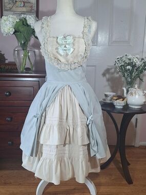 Innocent World Mint & Ivory Draped Overskirt OP | Classic Lolita Dress